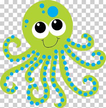 Pulpo verde y azul, criatura del mar profundo animal acuático, pulpo, smiley, Oceano, dibujos animados png
