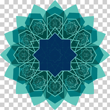 Arte islámico, líneas verdes, verde azulado y arte floral azul del Corán islámico., azul, trullo, simetría png