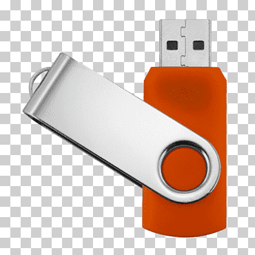 Memoria USB naranja y gris, memoria USB naranja, electrónica, memorias usb, naranja png