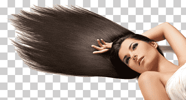 mujer vestida con top blanco, peinado champú facial corte de cabello, modelo de cabello, pelo negro, gente, cabello femenino png