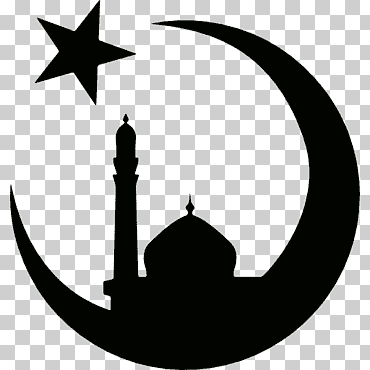 logotipo de la luna y la estrella, símbolos del Corán del islam, símbolo religioso, estrella y creciente, ramadán, vacaciones, logo, monocromo png