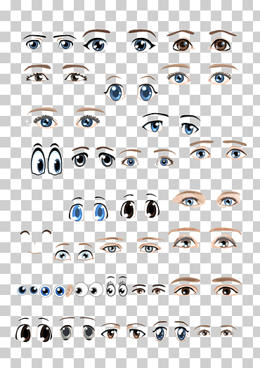 Ojos animados, diversas expresiones emocionales ojos., ángulo, texto, gente png