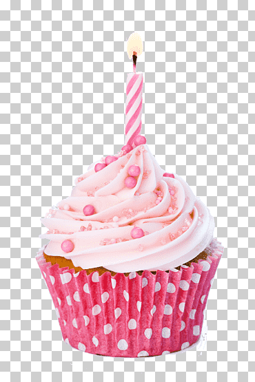 Magdalena con vela en la ilustración superior, pastel de cumpleaños magdalena glaseado, vela de pastel, crema, comida, horneando png