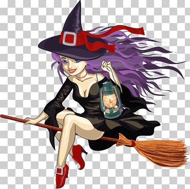 con montar una escoba, la bruja malvada de la caricatura de brujería del oeste, bruja con linterna, cdr, feliz Halloween, personaje de ficción png