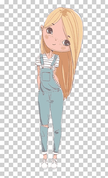 niña de pelo largo, niña de dibujos animados, niño, Chica de moda, mano png