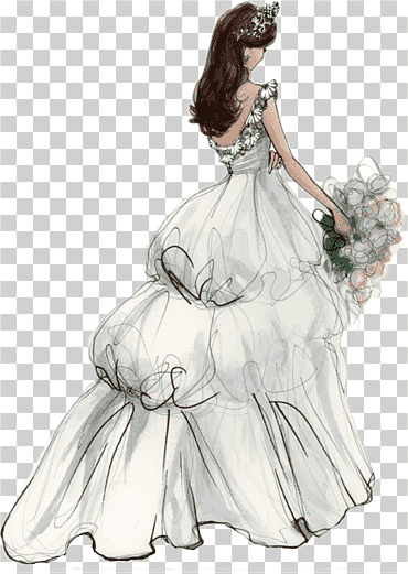 mujer con ilustración de ramo de flores, invitación de boda, vestido de novia, novia pintada a mano, pintura de acuarela, pintado, Boda png